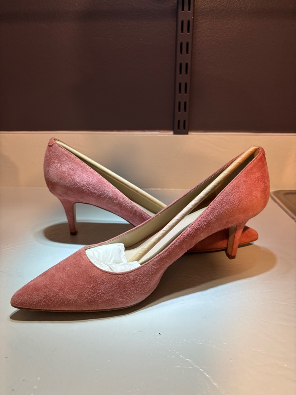 Ann Taylor Rose Pink Suede Pointed-Toe Kitten Heel Pumps